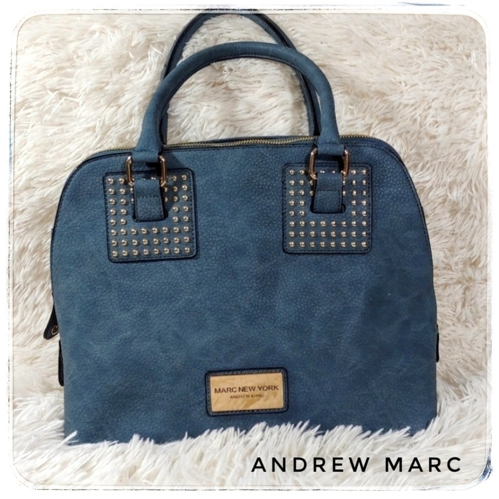 Andrew MARC New York Women's Blue Leather Satchel